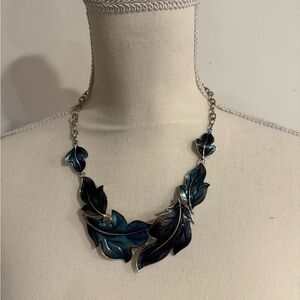 Elegant Blue Leaf Necklace